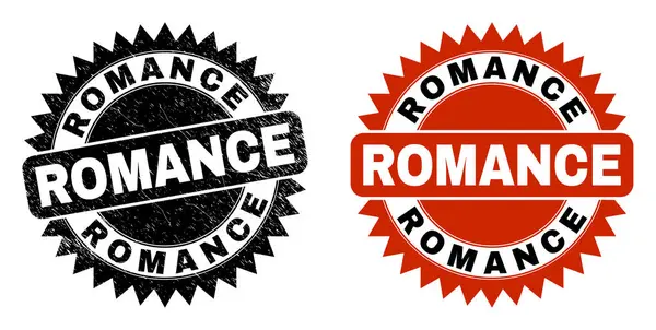 Sello Roseta ROMANCE Negro con Estilo Corroded — Vector de stock