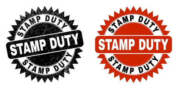 Selo de carimbo de Roseta preta DUTY STAMP com textura Grunged —  Vetores de Stock