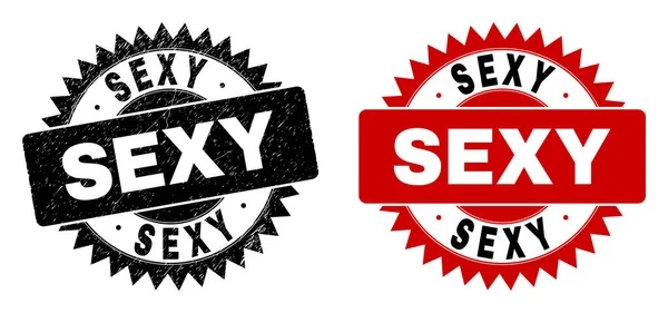 SEXY Black Rosette Seal com textura de borracha —  Vetores de Stock