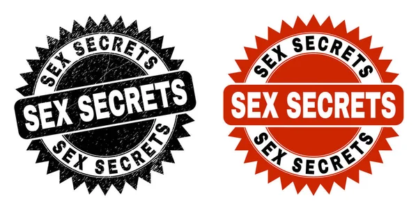 SEX SECRETS Black Rosette Stamp Seal with Unclean Surface — Stock Vector