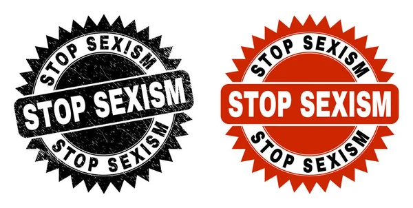 带有不洁净纹理的停止SEXISM黑色玫瑰印章 — 图库矢量图片