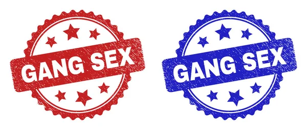 Σφραγίδες ροζέτας GANG SEX με τη χρήση ακάθαρτης υφής — Διανυσματικό Αρχείο