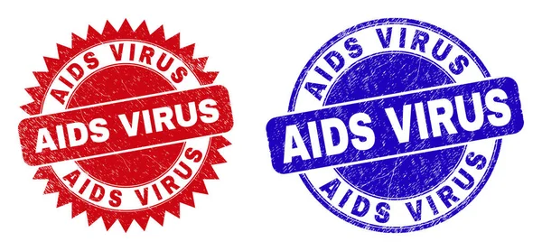 AIDS VIRUS Round and Rosette Watermarks with Scratched Style — Stockvector