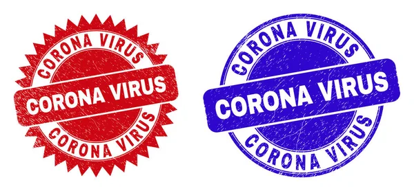 CORONA VIRUS Round and Rosette Watermarks with Grunge Texture — стоковий вектор