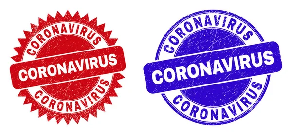 CORONAVIRUS Στρογγυλεμένα και Rosette υδατογραφήματα με επιφάνεια Grunge — Διανυσματικό Αρχείο