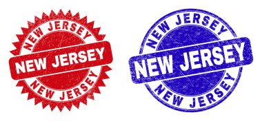 NEW JERSEY Rounded and Rosette Seals with Scratched Style