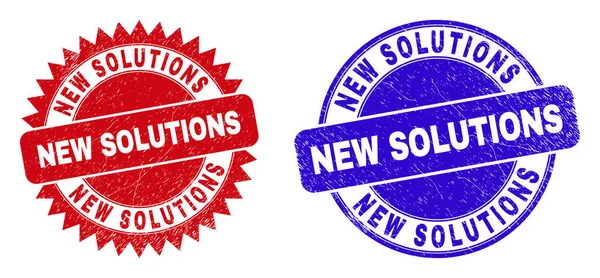 NEW SOLUTIONS Round and Rosette Stamp Seals with Scratched Style — Stok Vektör