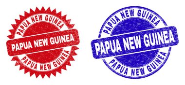 PAPUA NEW GUINEA Rounded and Rosette Stamps with Scratched Surface