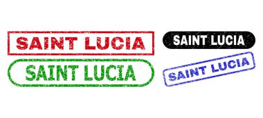 SAINT LUCIA Rectangle Stamps with Grunged Style
