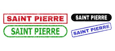 SAINT PIERRE Rectangle Stamp Seals with Grunge Style
