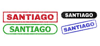 SANTIAGO Rectangle Stamps Using Corroded Style