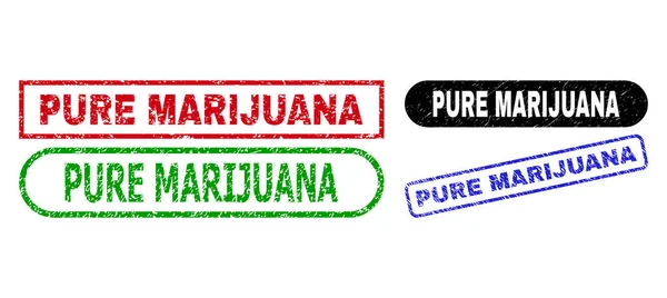 PURE MARIJUANA Rectangle Stamp Seals with Distress Surface — Image vectorielle