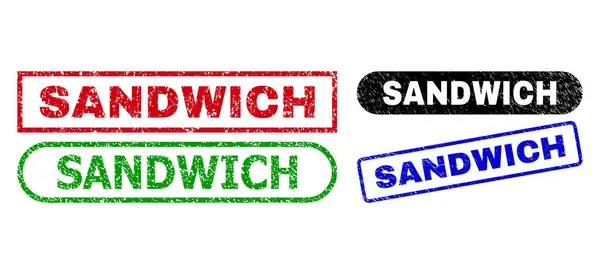 Sellos de rectángulo de SANDWICH usando textura corroída — Vector de stock