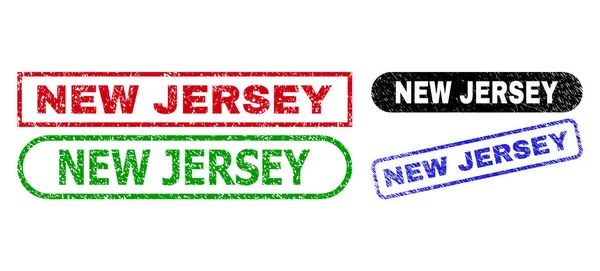 NEW JERSEY Rectangle Seals with Corroded Style — 图库矢量图片