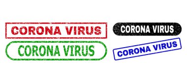 CORONA VIRUS Rectangle Stamp Seals with Rubber Texture