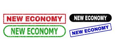 NEW ECONOMY Rectangle Stamps Using Grunged Style