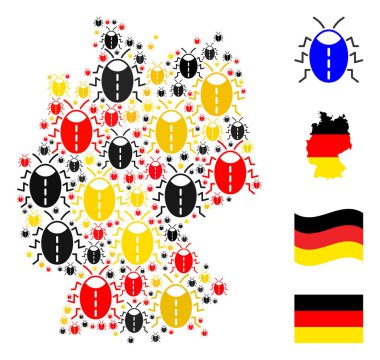 Alman Bayrak Renklerindeki Hata Simgelerinin Alman Harita Kolajı