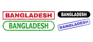 BANGLADESH Rectangle Stamp Seals Using Grunged Style