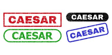 CAESAR Rectangle Stamp Seals with Grunge Style