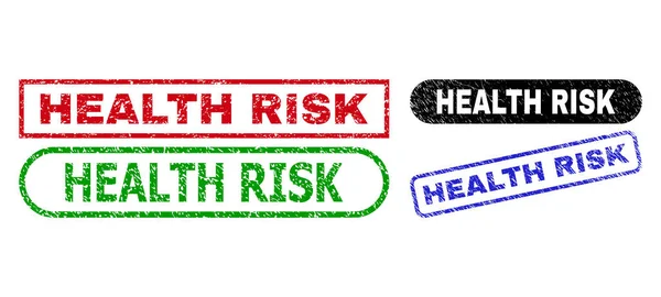 Sellos de rectángulo de riesgo para la salud con textura de goma — Vector de stock