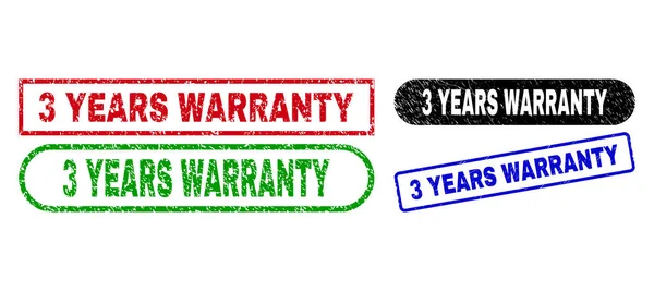 3 YEARS WARRANTY Rectangle Seals with Unclean Texture — Stock Vector
