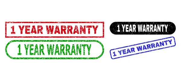 1 YEAR WARRANTY Rectangle Seals with Corroded Surface — ストックベクタ