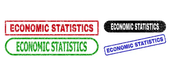 ECONOMIC STATISTICS Штампи прямокутника з використанням подряпаної поверхні — стоковий вектор