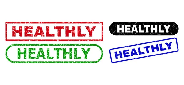 HEALTHLY Rectangle Watermarks with Rubber Style — Wektor stockowy