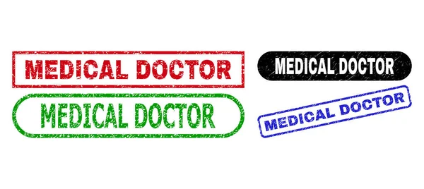 MEDICAL DOCTOR Rectangle Watermarks with Grunged Surface — Vettoriale Stock