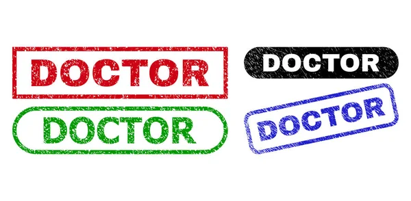 DOCTOR Rectangle Stamp Seals Using Unclean Surface — Vettoriale Stock