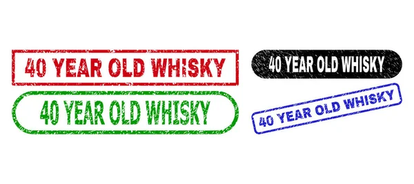 40 YEAR OLD WHISKY Rectangle Stamp Seals with Unclean Style — Vetor de Stock