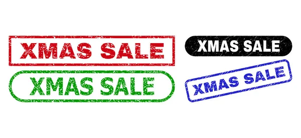 XMAS SALE Rectangle Stamps Using Scratched Texture — Stock Vector