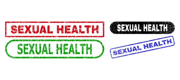 SEXUAL HEALTH Rectangle Seals with Corroded Surface — Vettoriale Stock