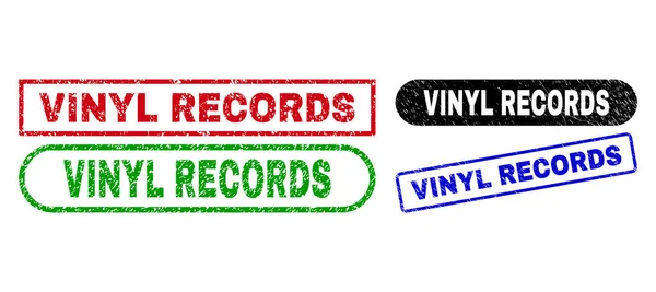 VINYL RECORDS Rectangle Seals with Rubber Surface — Stock Vector
