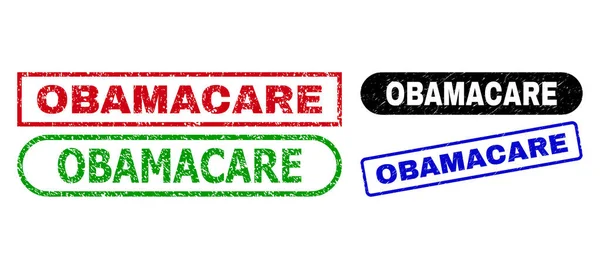 OBAMACARE Rectangle Stamp Seals Using Scratched Style — Vettoriale Stock