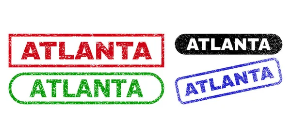 具有不洁纹理的ATLANTA矩形邮票 — 图库矢量图片