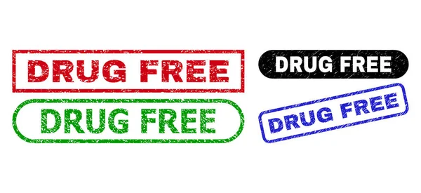 DRUG FREE Rectangle Stempel Dichtungen mit korrodierter Oberfläche — Stockvektor