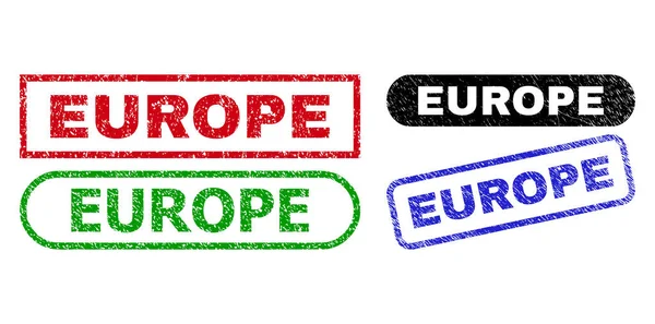 EUROPE Rectangle Seals mit Grunge-Stil — Stockvektor