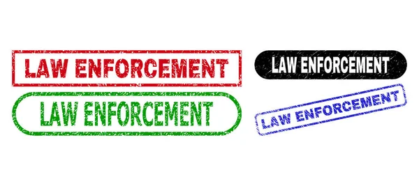 LAW ENFORCEMENT Rectangle Stamp Seals Using Grunged Style — Stock Vector