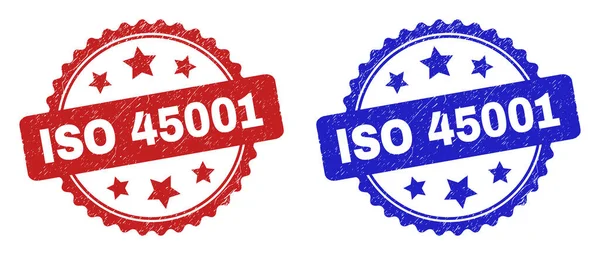 ISO 45001 Rosetstempels met geschraapt oppervlak — Stockvector