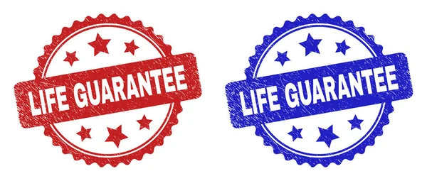 ( 영어 ) Life GUARANTEE Rosette Stamp Seals Using Grunge Texture — 스톡 벡터