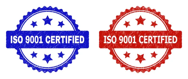 ISO 9001 CERTIFIED Rosette Stamps Using Corroded Surface — Stockový vektor
