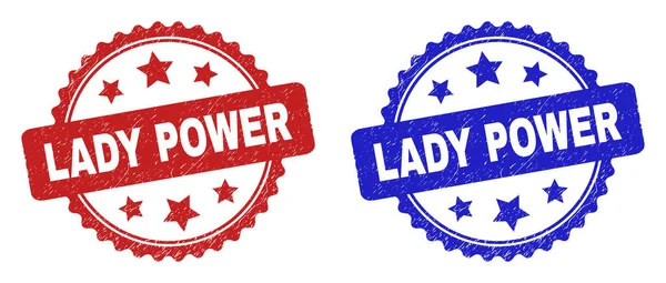 具有遇险纹理的LADY POWER Rosette水印 — 图库矢量图片