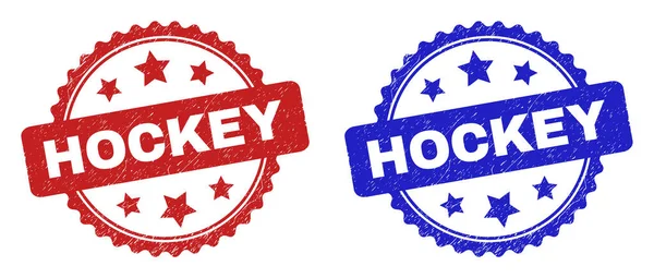 HOCKEY Rosette Seals Using Corroded Style — Stock Vector