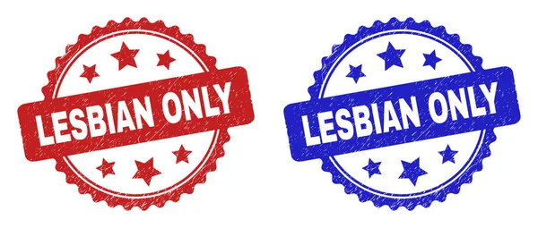 LESBIAN ONLY Rosette Stamp Seals using Scratched style — 图库矢量图片