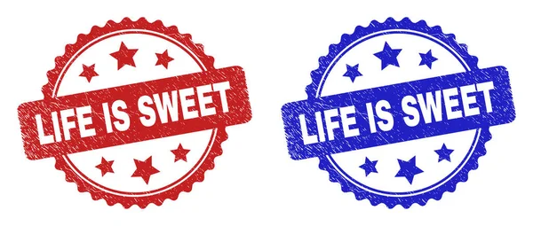 LIFE IS SWEETロゼットスタンプ｜シール使い方は丸みを帯びた質感 — ストックベクタ