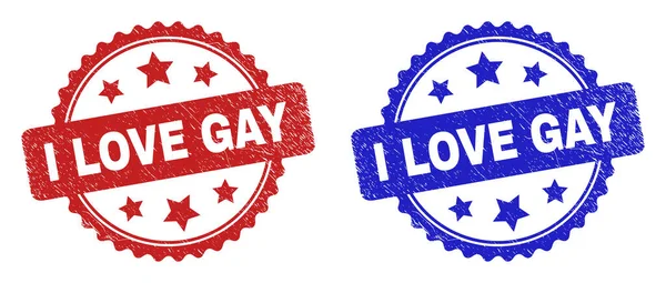 I LOVE GAY Rosette Stamps Using Scratched Surface — Stock Vector