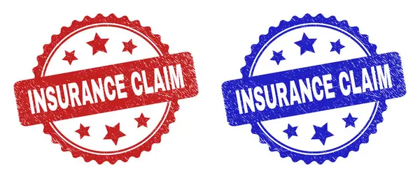 INSURANCE CLAIM Rosette Stamp Seals with Distress Texture — Stock Vector