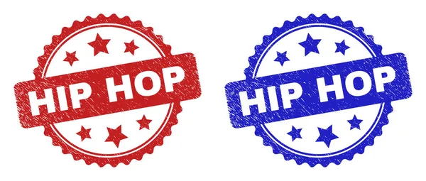 HIP HOP Rosette Stamp Seals with Unclean Texture — 스톡 벡터