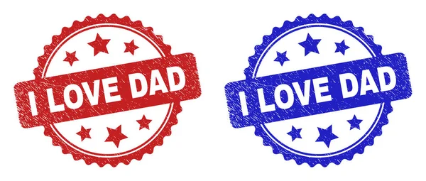 I LOVE DAD Rosette Watermarks with Rubber Texture — Stock Vector